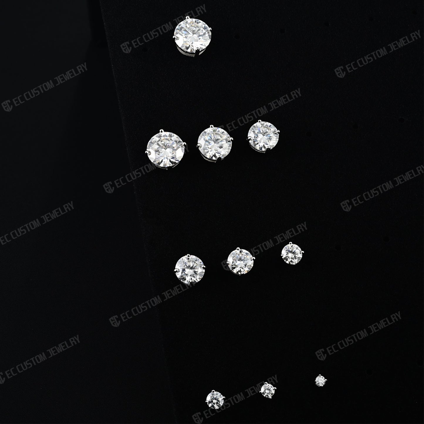 0.1/0./0.3/0.5/1/2/3/4/5/6/7 Ct S925 Silver VVS Moissanite Ear Stubs Shining Round Cut Earrings
