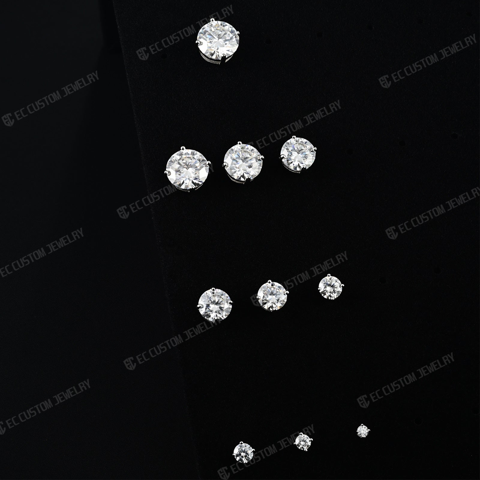0.1/0./0.3/0.5/1/2/3/4/5/6/7 Ct S925 Silver VVS Moissanite Ear Stubs Shining Round Cut Earrings