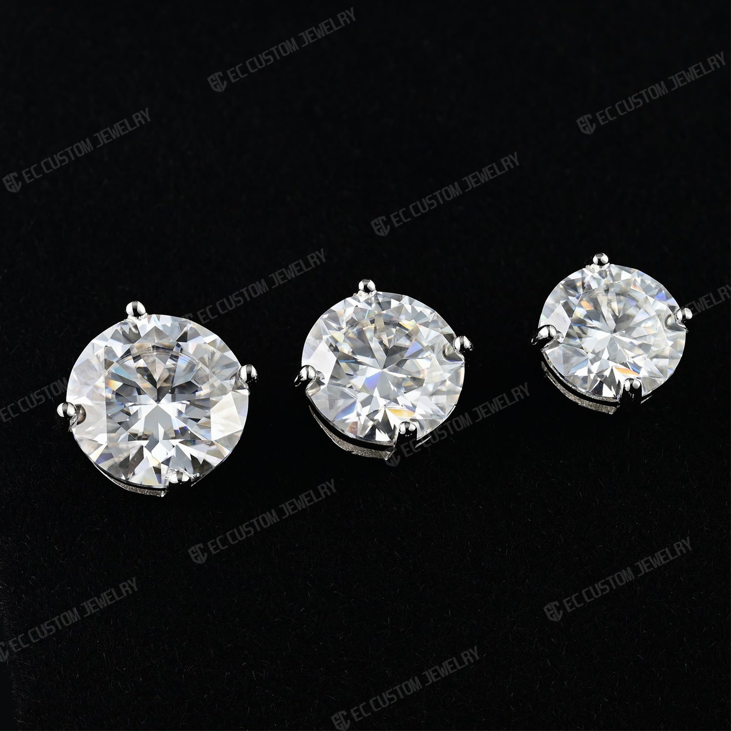 0.1/0./0.3/0.5/1/2/3/4/5/6/7 Ct S925 Silver VVS Moissanite Ear Stubs Shining Round Cut Earrings