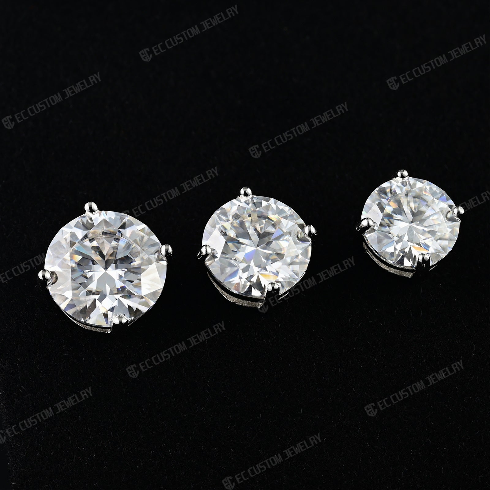 0.1/0./0.3/0.5/1/2/3/4/5/6/7 Ct S925 Silver VVS Moissanite Ear Stubs Shining Round Cut Earrings