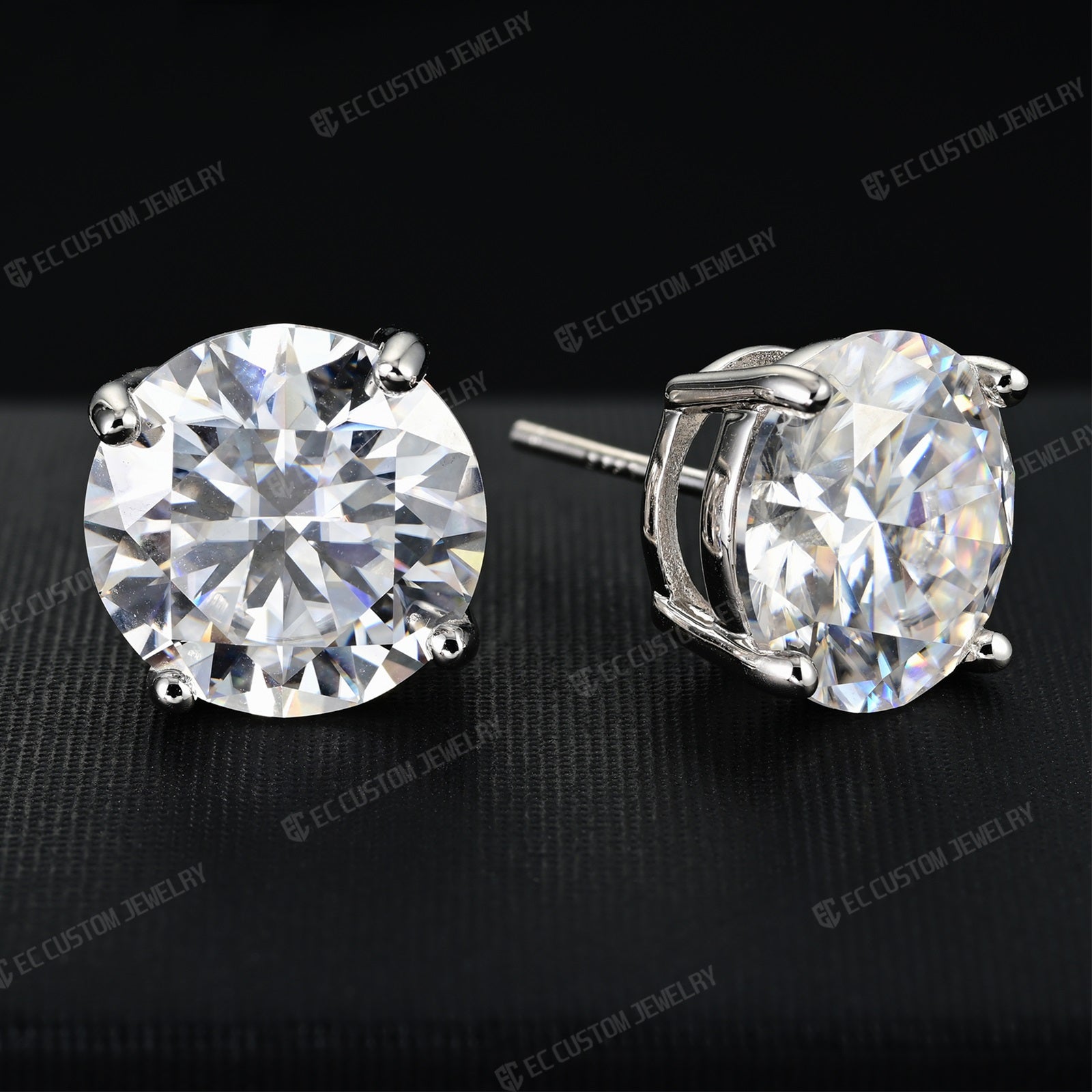 S925 Silver VVS Moissanite Ear Stubs Shining Round Cut Earrings