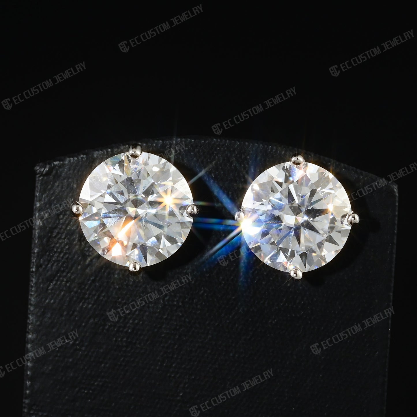 S925 Silver VVS Moissanite Ear Stubs Shining Round Cut Earrings