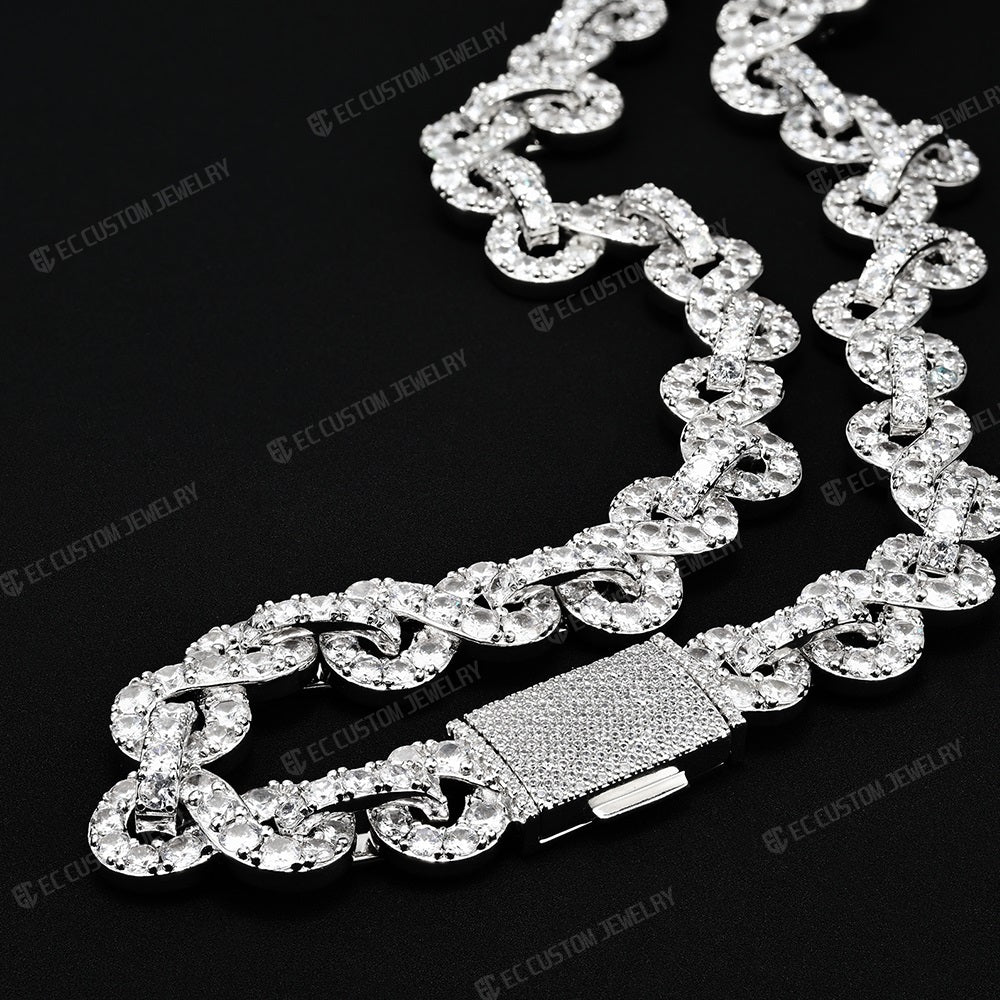 12mm Hip Hop Chain Destroy Lonely Same Style Infinity Neck Chain Iced Out Moissanite Silver Necklace
