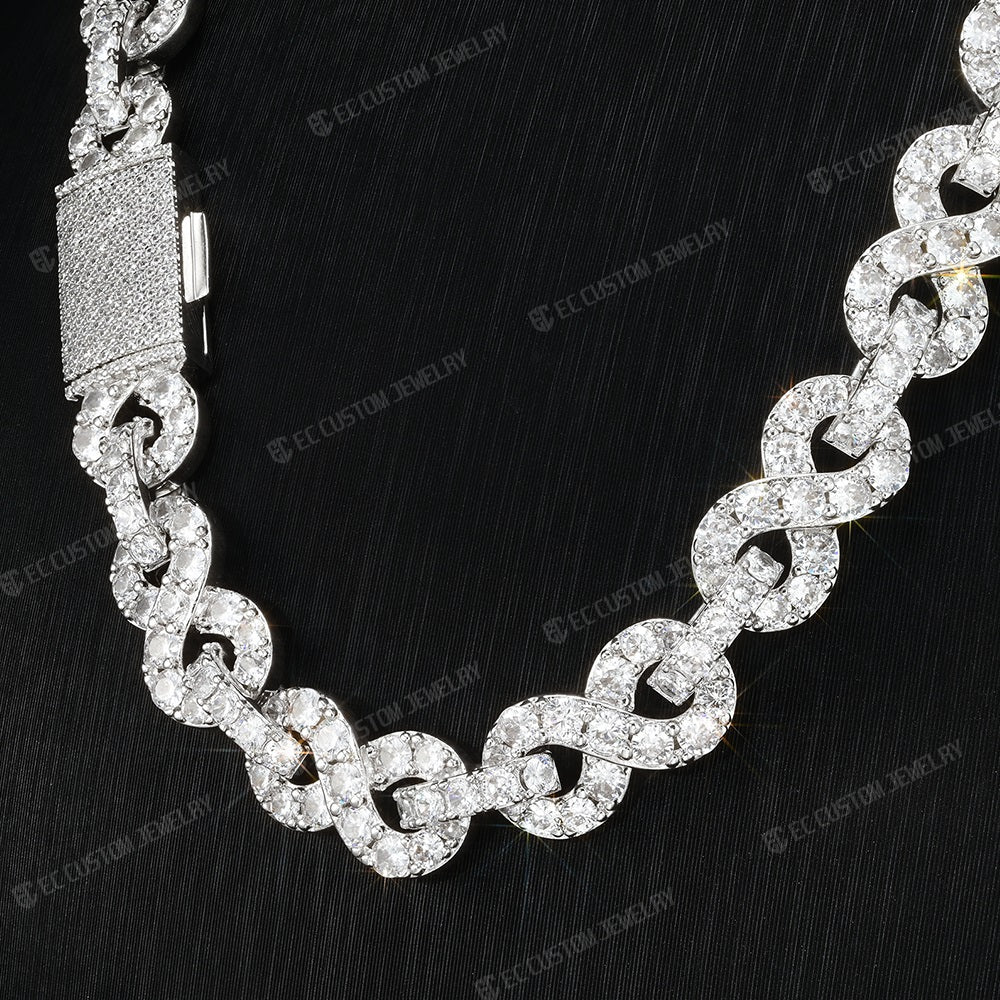 12mm Destroy Lonely Same Style Infinity Neck Chain Iced Out Moissanite Silver Necklace Hip Hop Chain