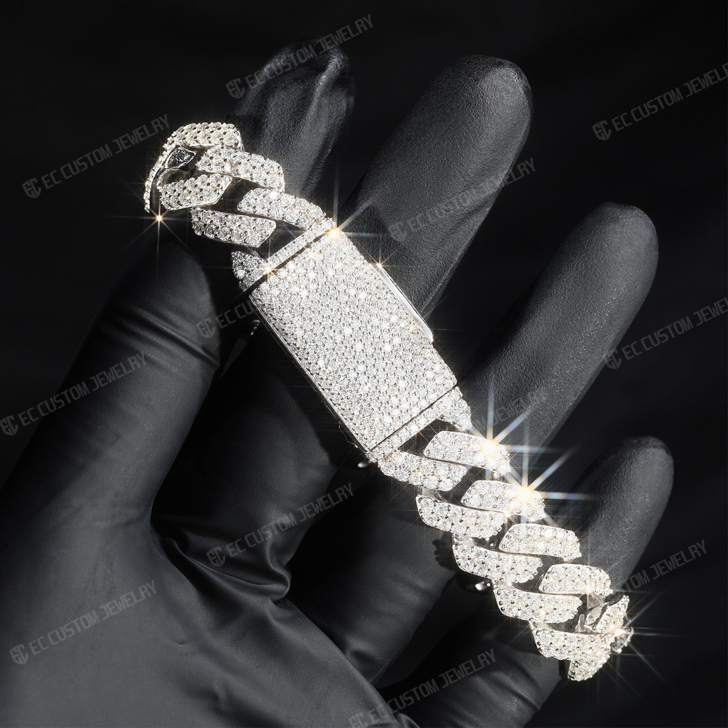 14MM S925 CUBAN LINK CHAIN ICED OUT BRACELET DIAMOND EC HIP HOP JEWELRY for MAN 6