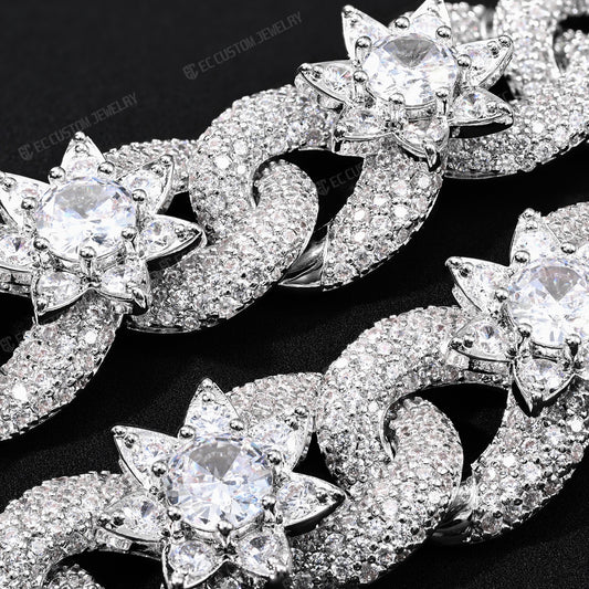 15mm Iced Out Flower Miami Cuban Link hain Infinity Necklace 5