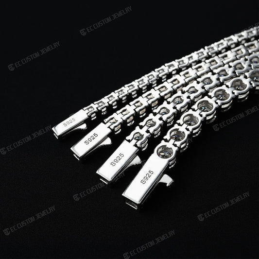 3_4_5_6MM TENNIS DIAMOND LINK CHAIN ICED OUT BRACELET Bold Moissanite Tennis Chain Bracelet
