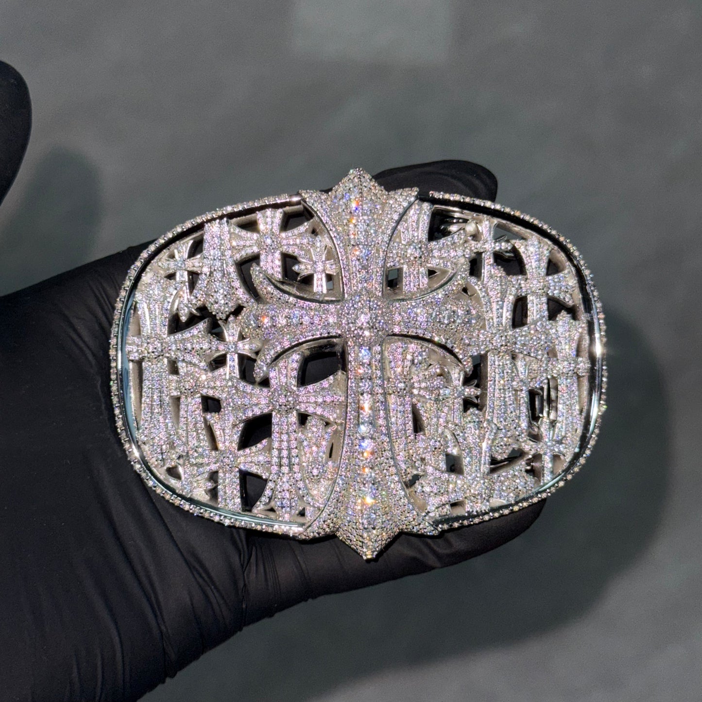 CH Cross Iced Out Belt Buckle Hip Hop Streetwear