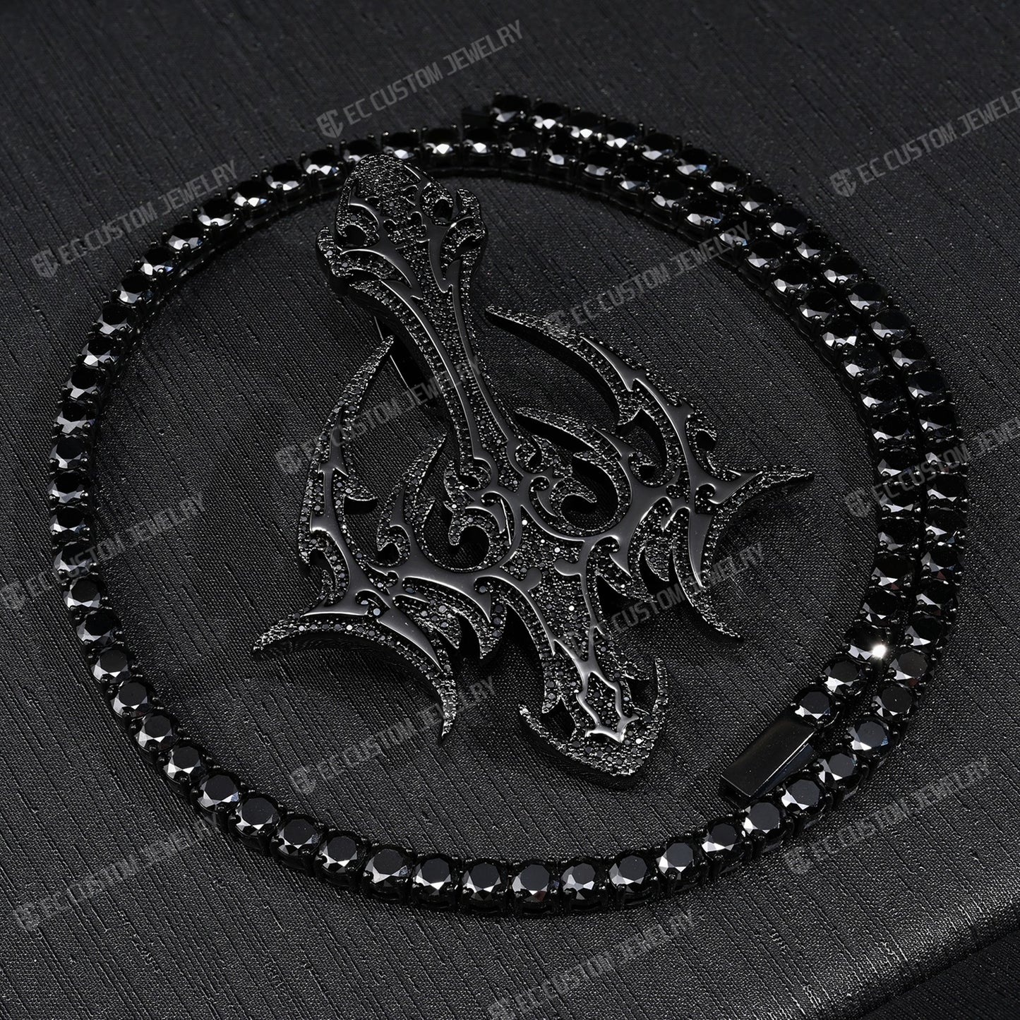 Lone DARK LORD Cross Pendant Black Diamonds Iced Out Pendant
