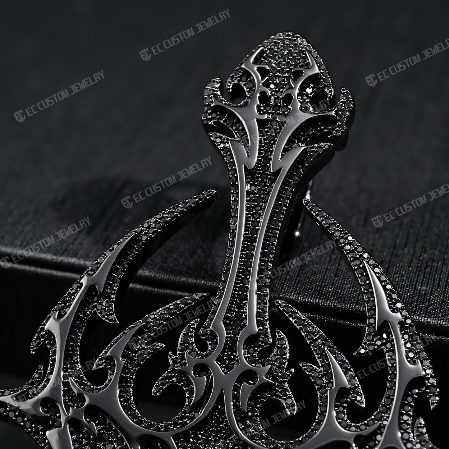 Lone DARK LORD Cross Pendant Black Diamonds Iced Out Pendant