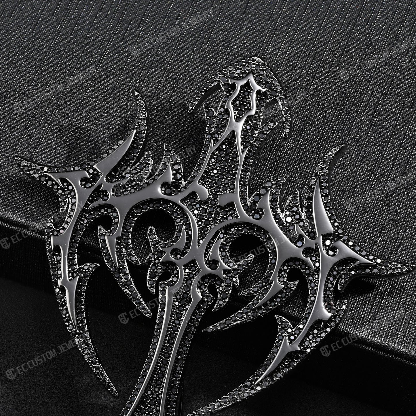 Lone DARK LORD Cross Pendant Black Diamonds Iced Out Pendant