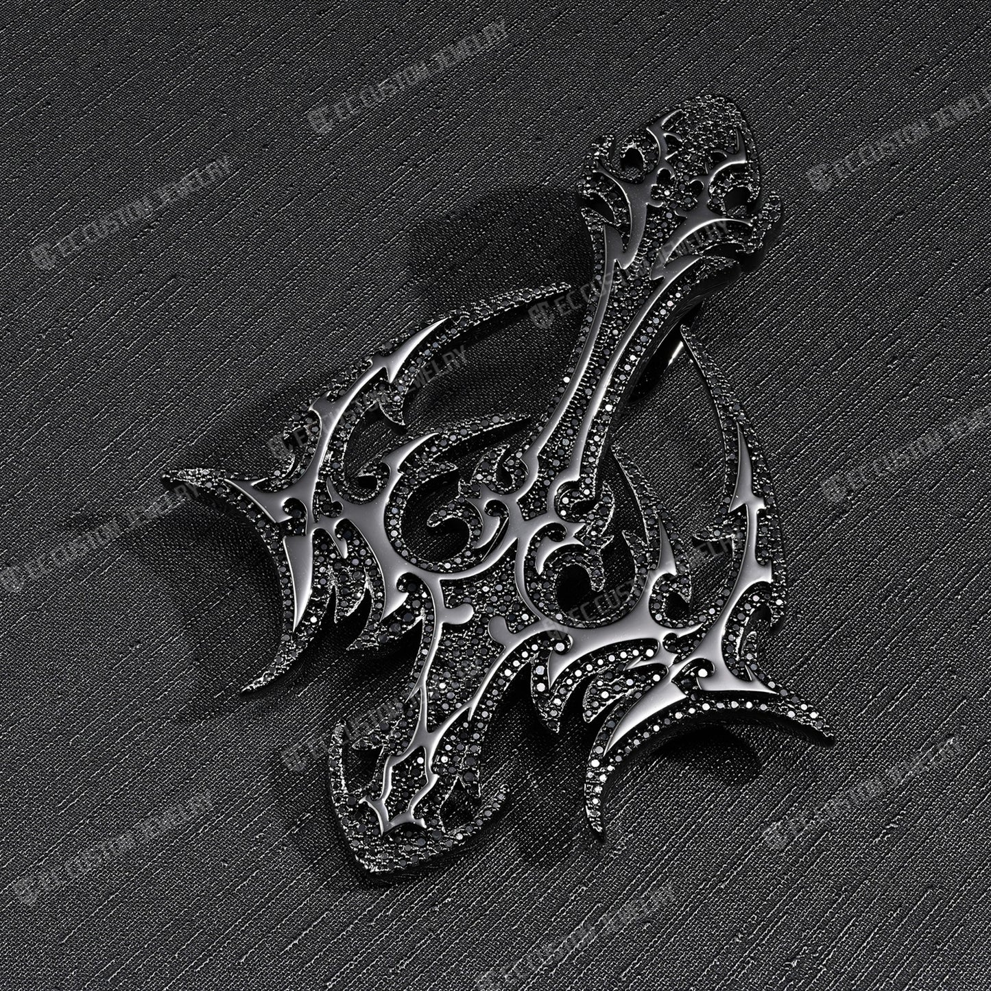 Lone DARK LORD Cross Pendant Black Diamonds Iced Out Pendant