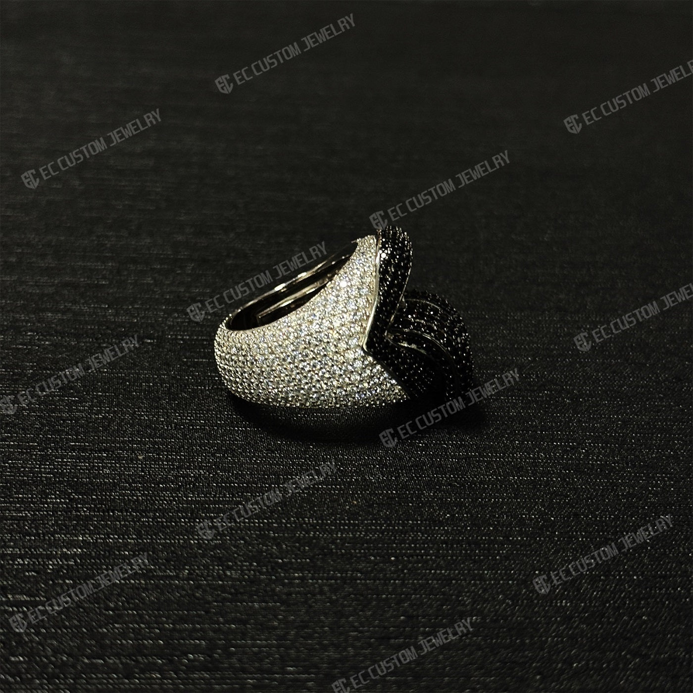 Iced Out Vampire Ring Hip Hop Tongue Ting Moissanite CZ 925 Silver