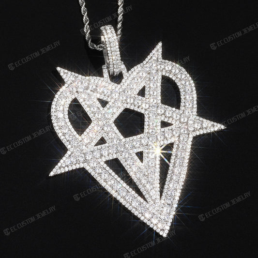Iced Ou tDestroy Lonely Heart Pentagram Pendant Streetwear 8