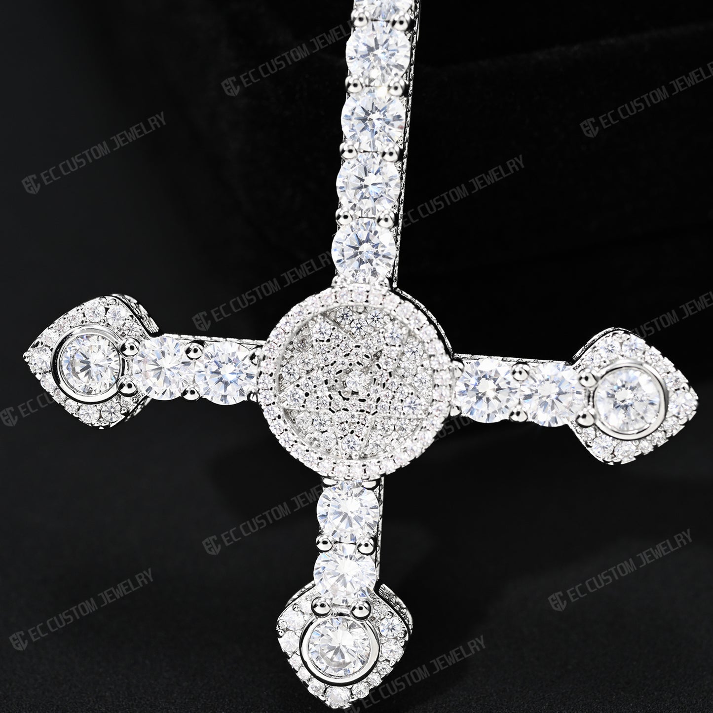Iced Out ApolloRed Upside Down Cross Pendant Hip Hop Statement Piece