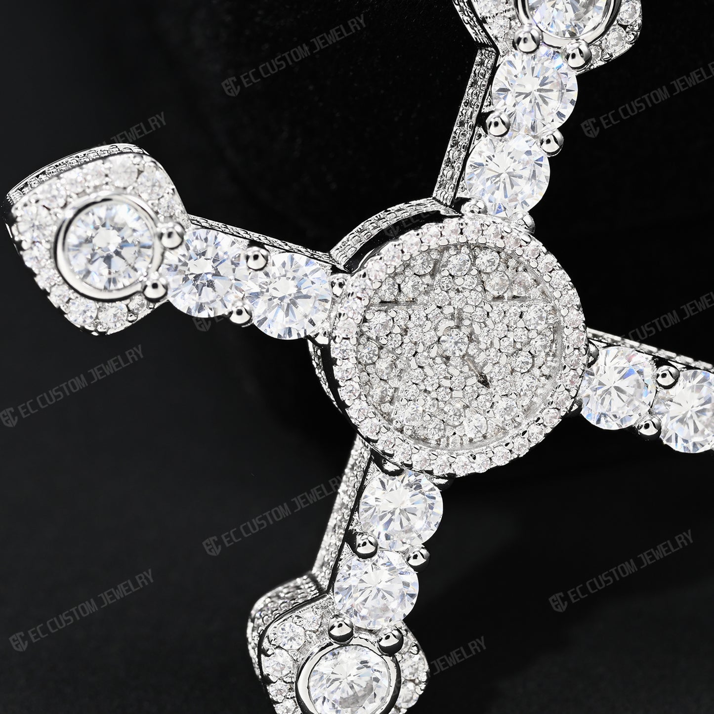 Iced Out ApolloRed Upside Down Cross Pendant Hip Hop Statement Piece