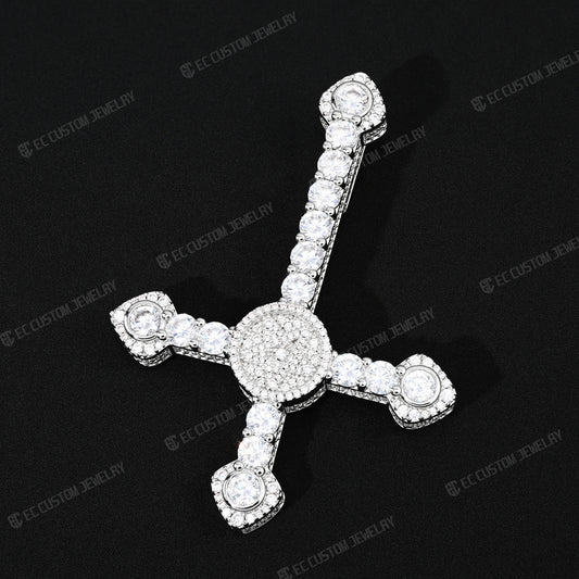 Iced Out ApolloRed Upside Down Cross Pendant Hip Hop Statement Piece