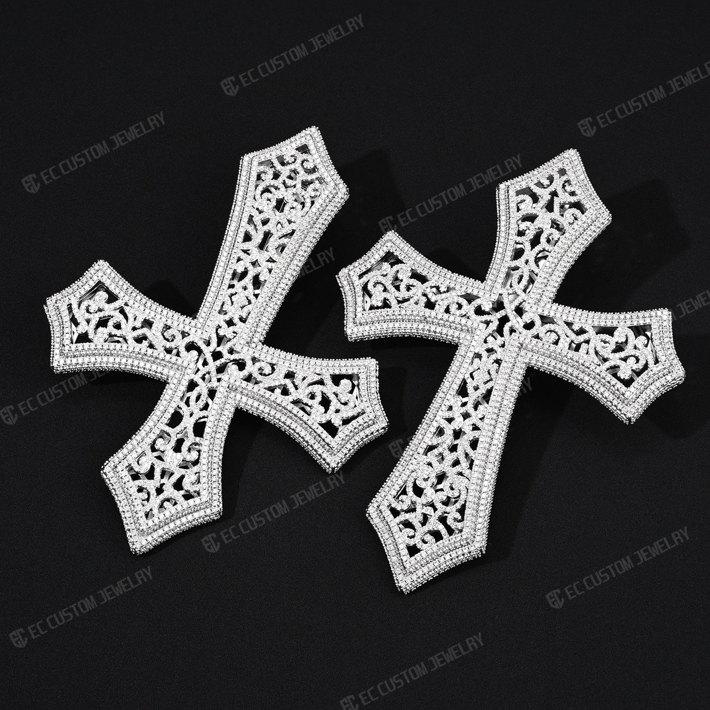 Iced Out Hip Hop Hollow Mesh Cross Pendant Halloween Cross Diamond Silver 925S Shining pendant link 1