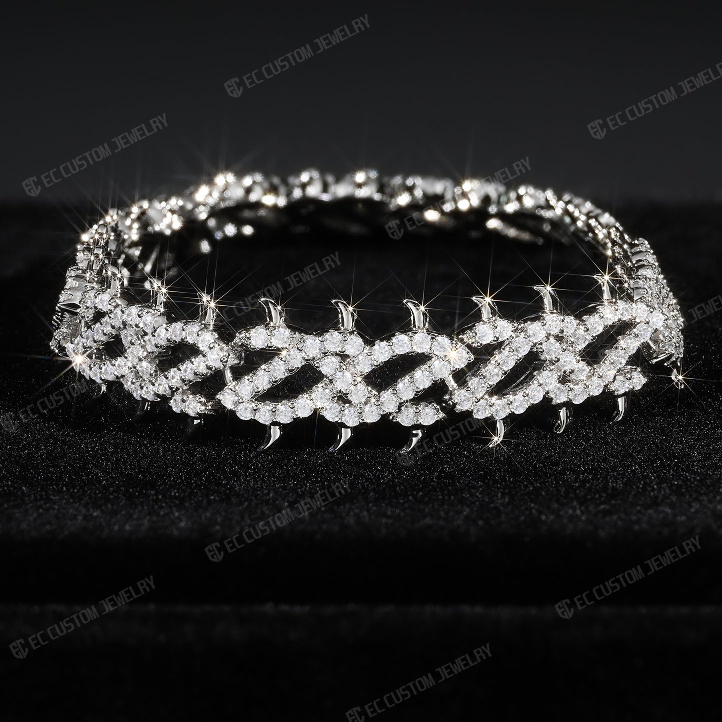 Iced Out Thorn Chain Bracelet Spiked CZ Diamond Bracelet bling hip hop jewelry