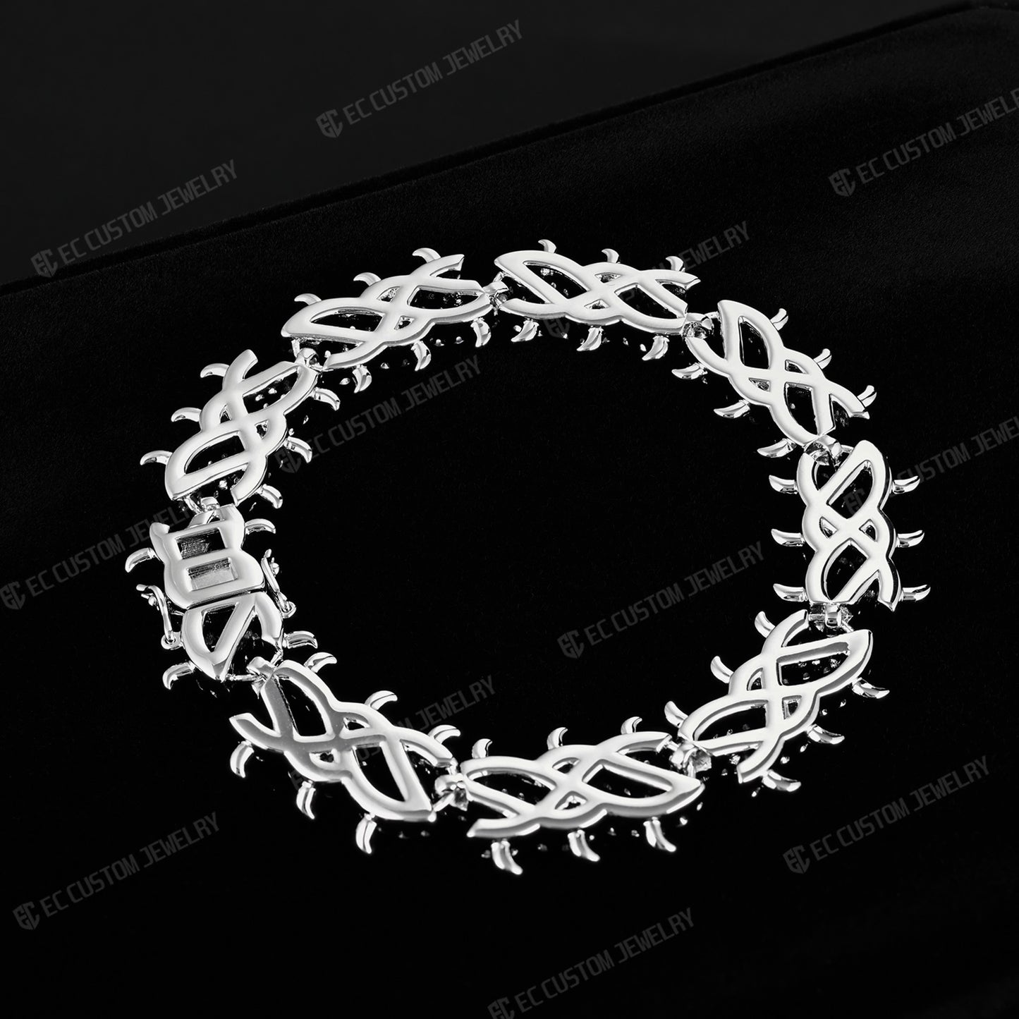 Iced Out Thorn Chain Bracelet Spiked CZ Diamond Bracelet bling hip hop jewelry