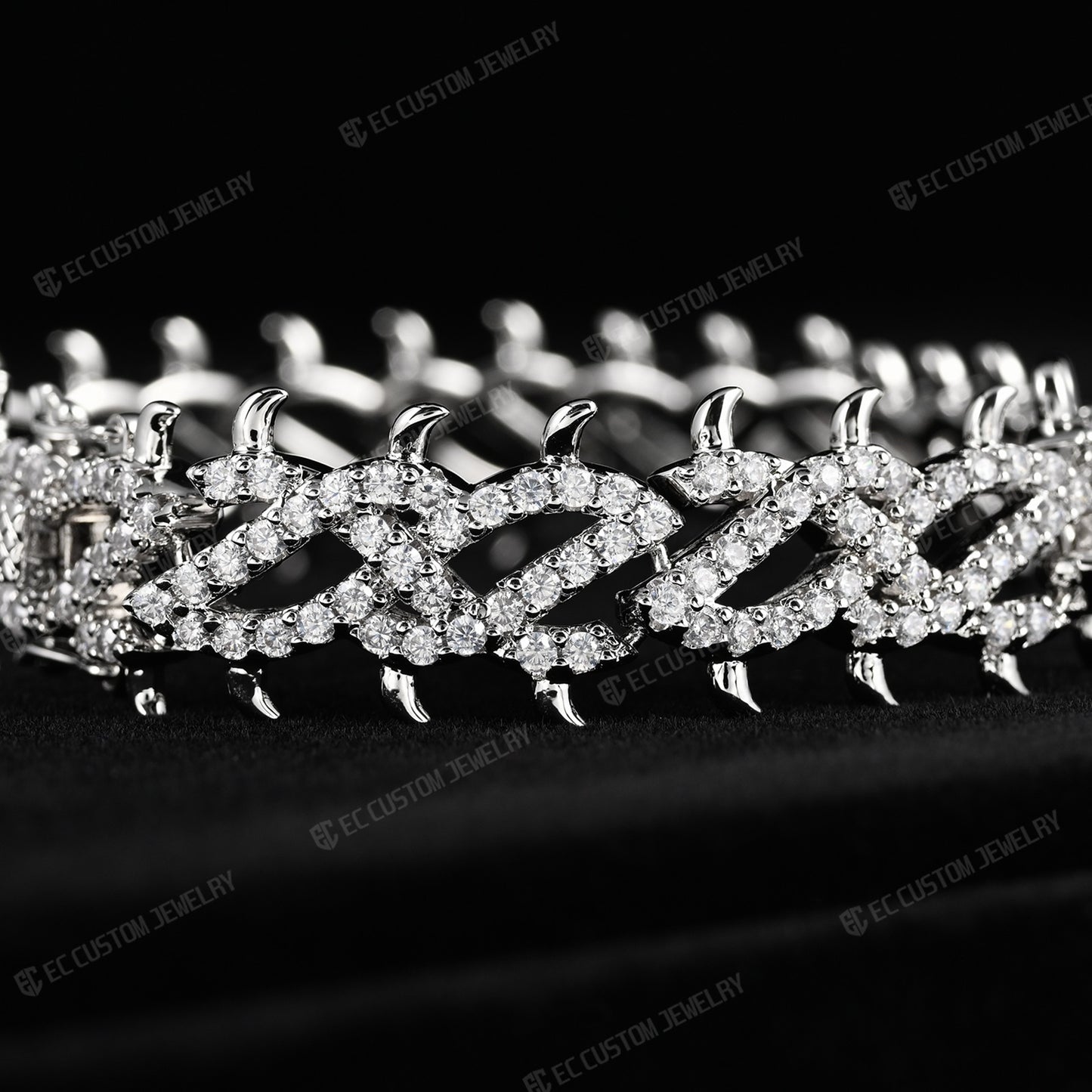 Iced Out Thorn Chain Bracelet Spiked CZ Diamond Bracelet bling hip hop jewelry