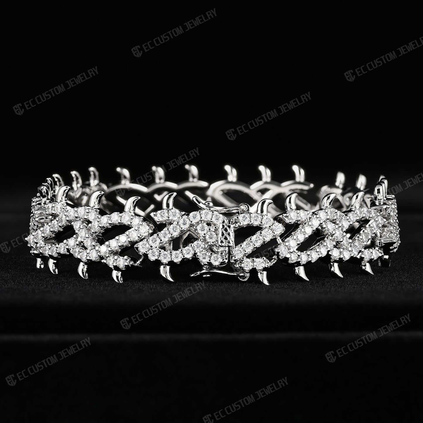 Iced Out Thorn Chain Bracelet Spiked CZ Diamond Bracelet bling hip hop jewelry