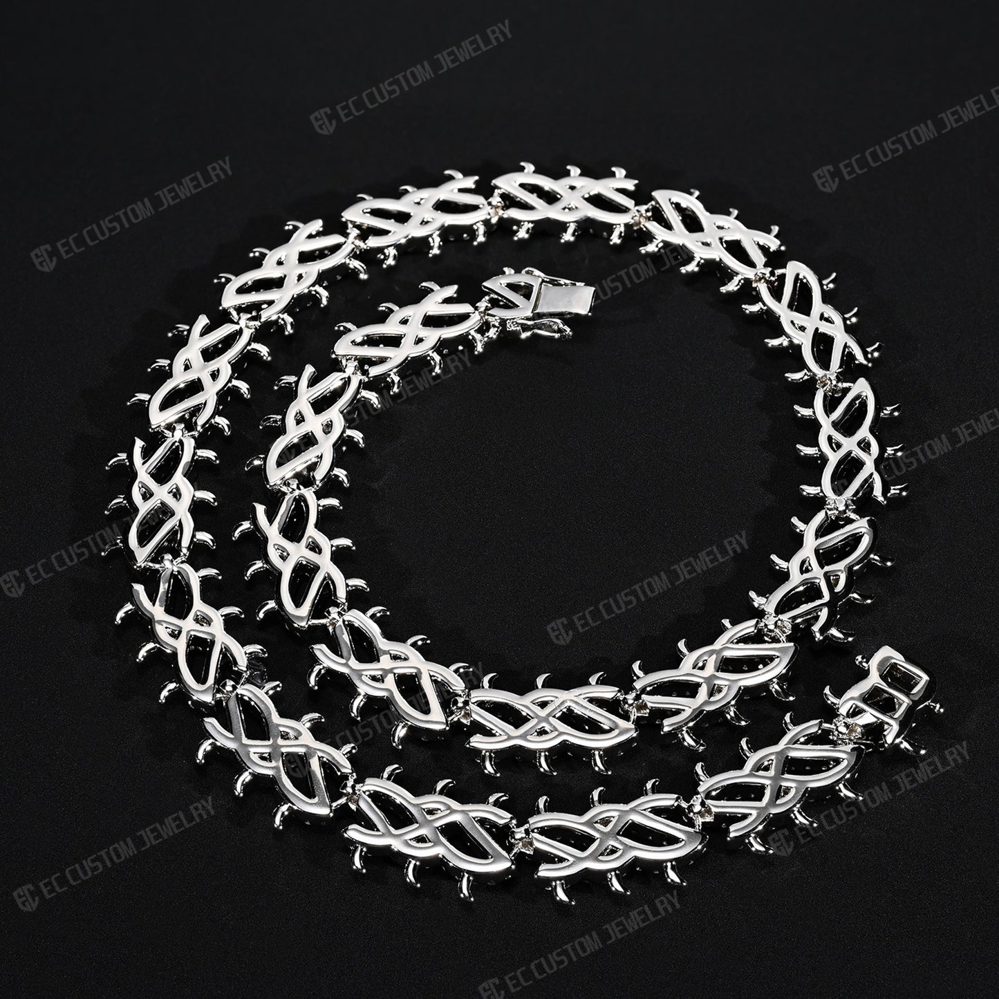 Iced Out Thorn Chain Spiked CZ Moissanite Diamond Choker Necklace
