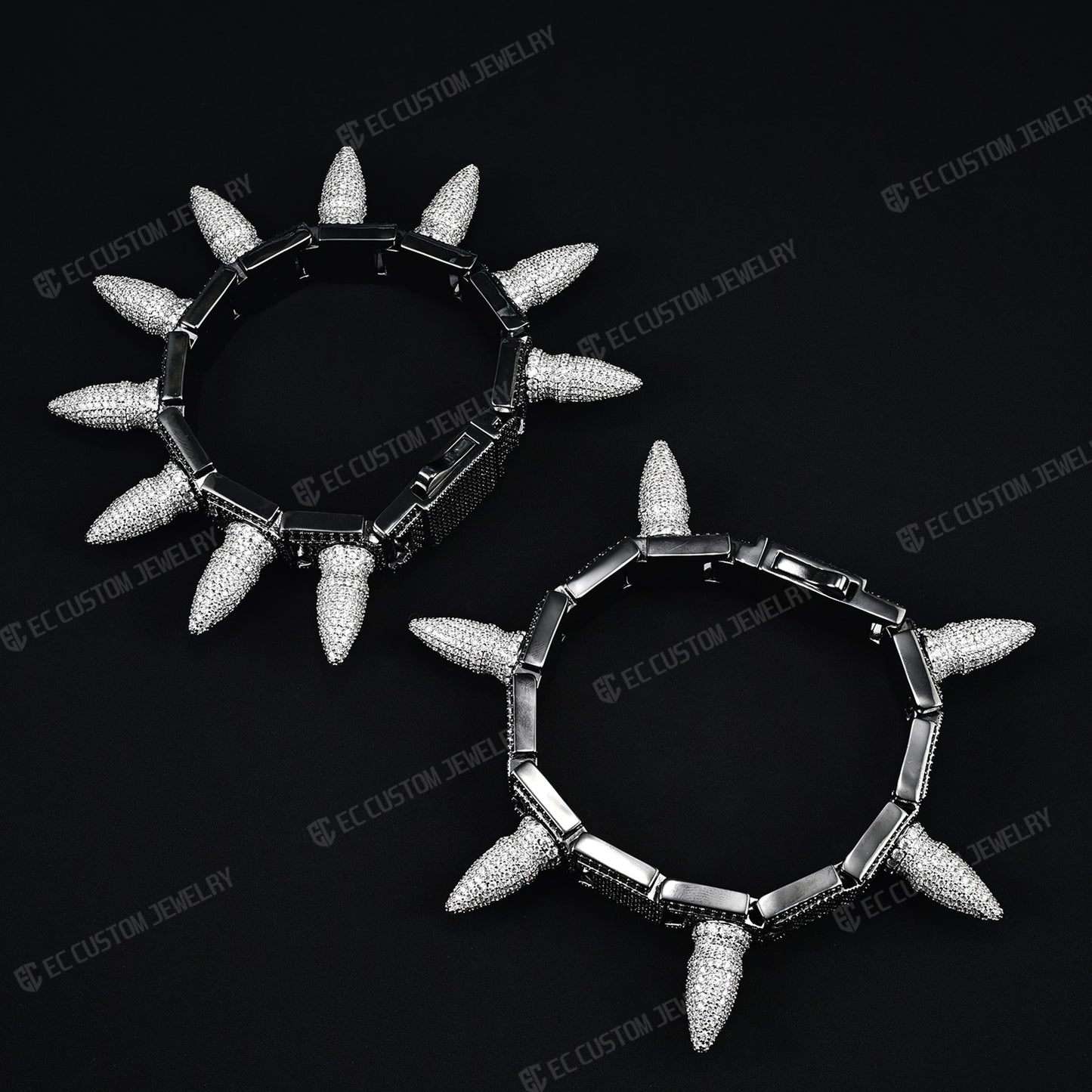 Iced out Spiked Bangle bullet Bracelet hip hop jewelry - ec custom jewelry