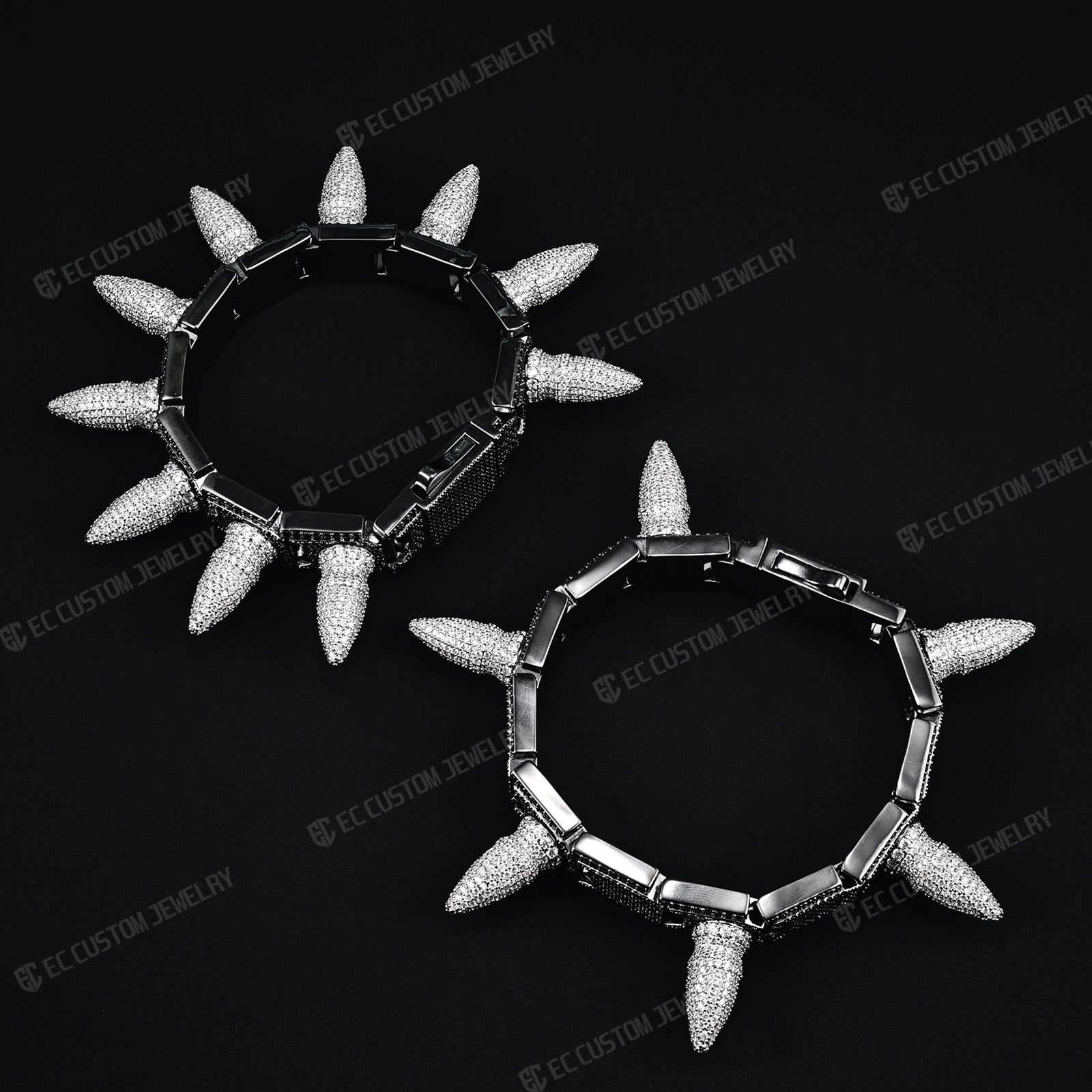 Iced out Spiked Bangle bullet Bracelet hip hop jewelry - ec custom jewelry