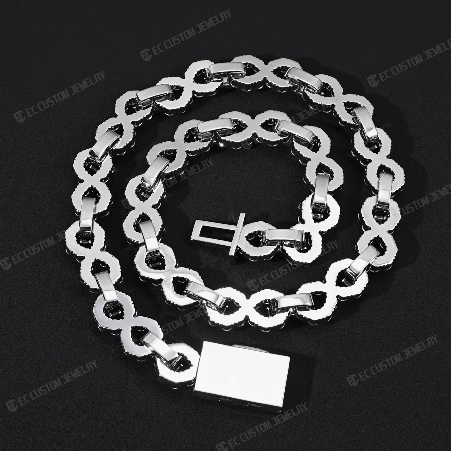 NEW 12MM LONES DIAMOND INFINITY LINK CHAIN ICED OUT NECKLACE