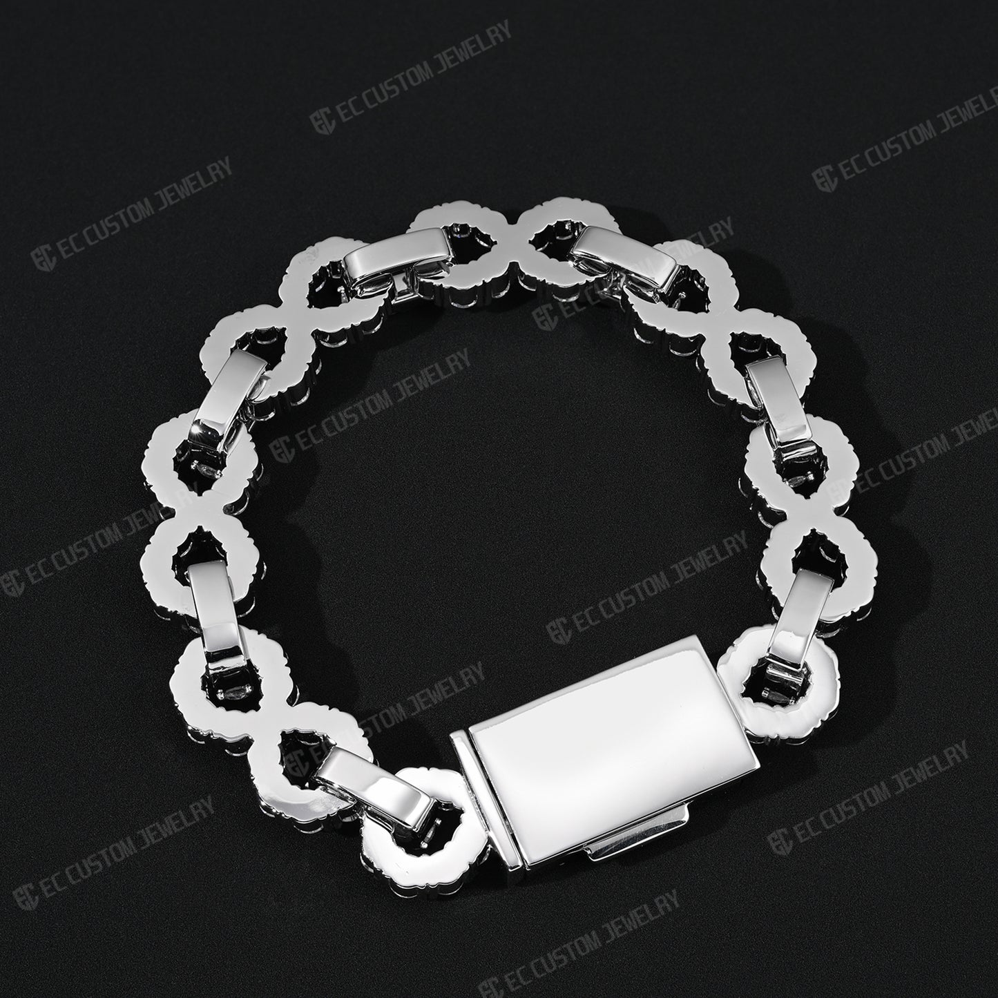 New 12MM Lone Iced Out Infinity Bracelet Diamond Link Chain