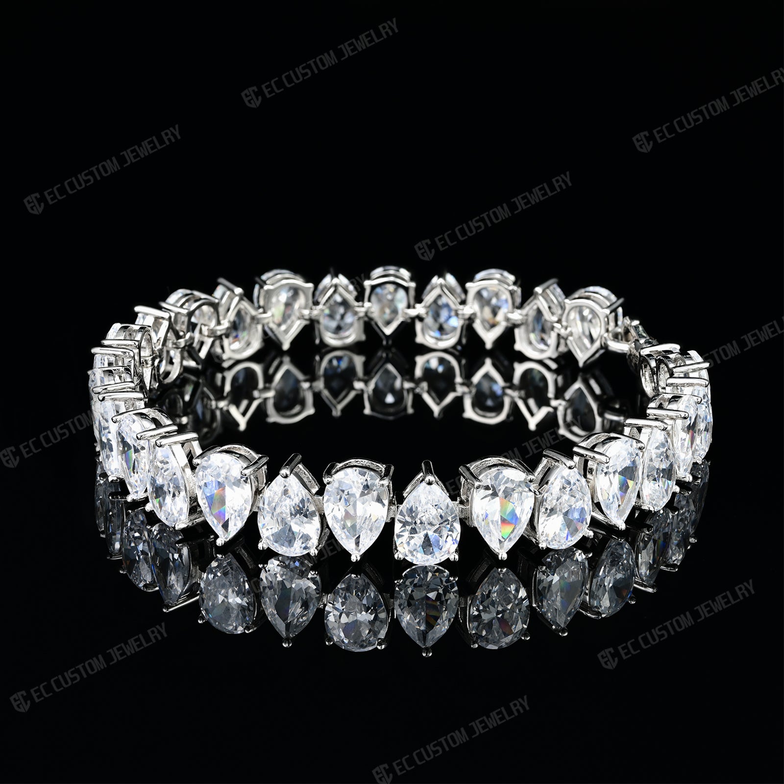 Sparkling Teardrop Chain Iced Out Diamond Bracelet Iced Out Hip Hop Bracelet EC Custom Jewelry 6