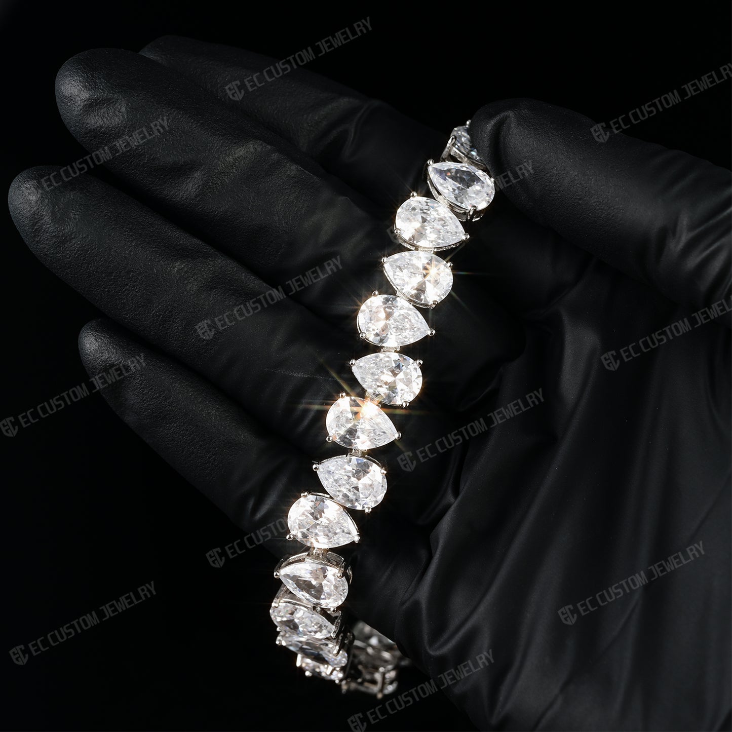 Sparkling Teardrop Chain Iced Out Diamond Bracelet Iced Out Hip Hop Bracelet EC Custom Jewelry 7