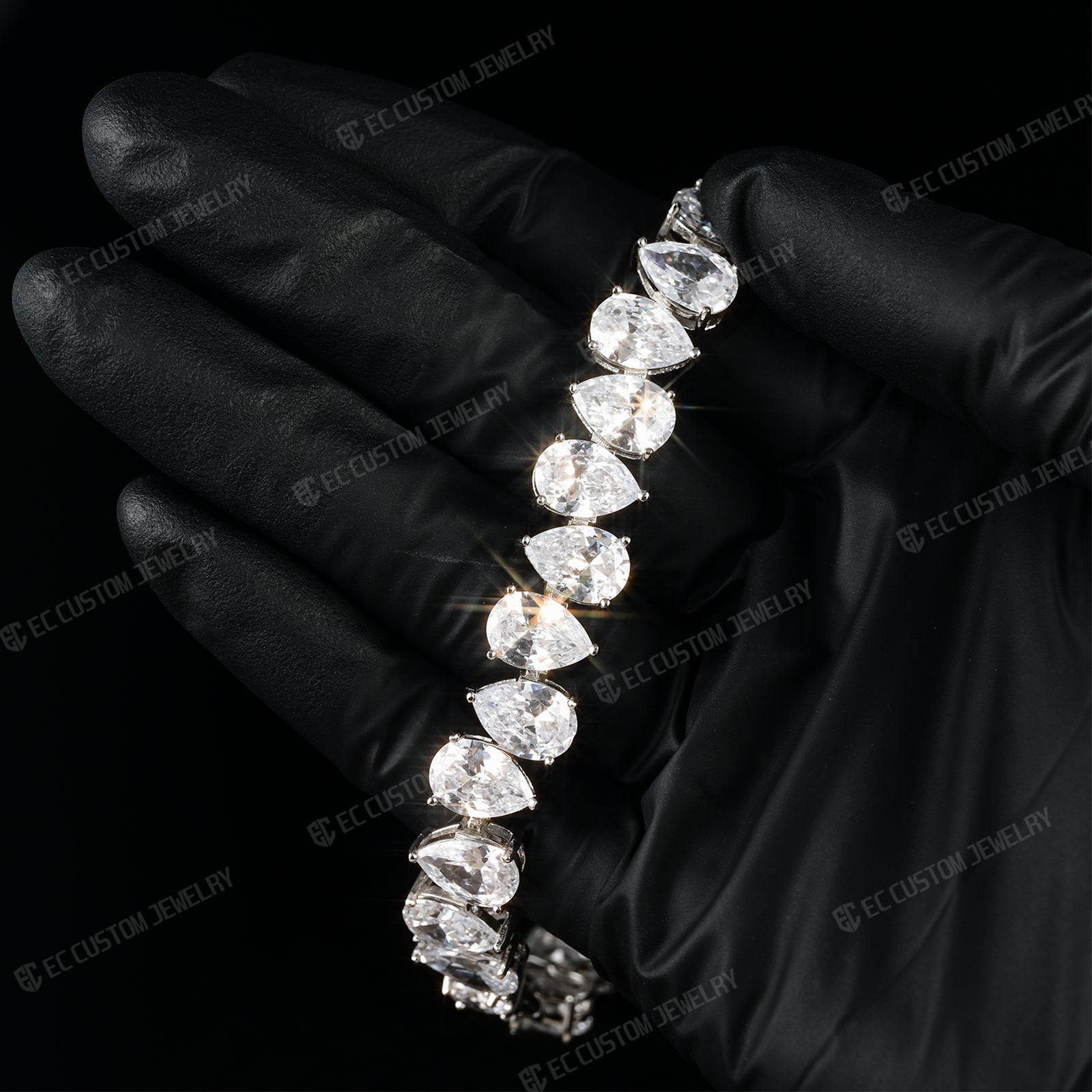 Sparkling Teardrop Chain Iced Out Diamond Bracelet Iced Out Hip Hop Bracelet EC Custom Jewelry 7