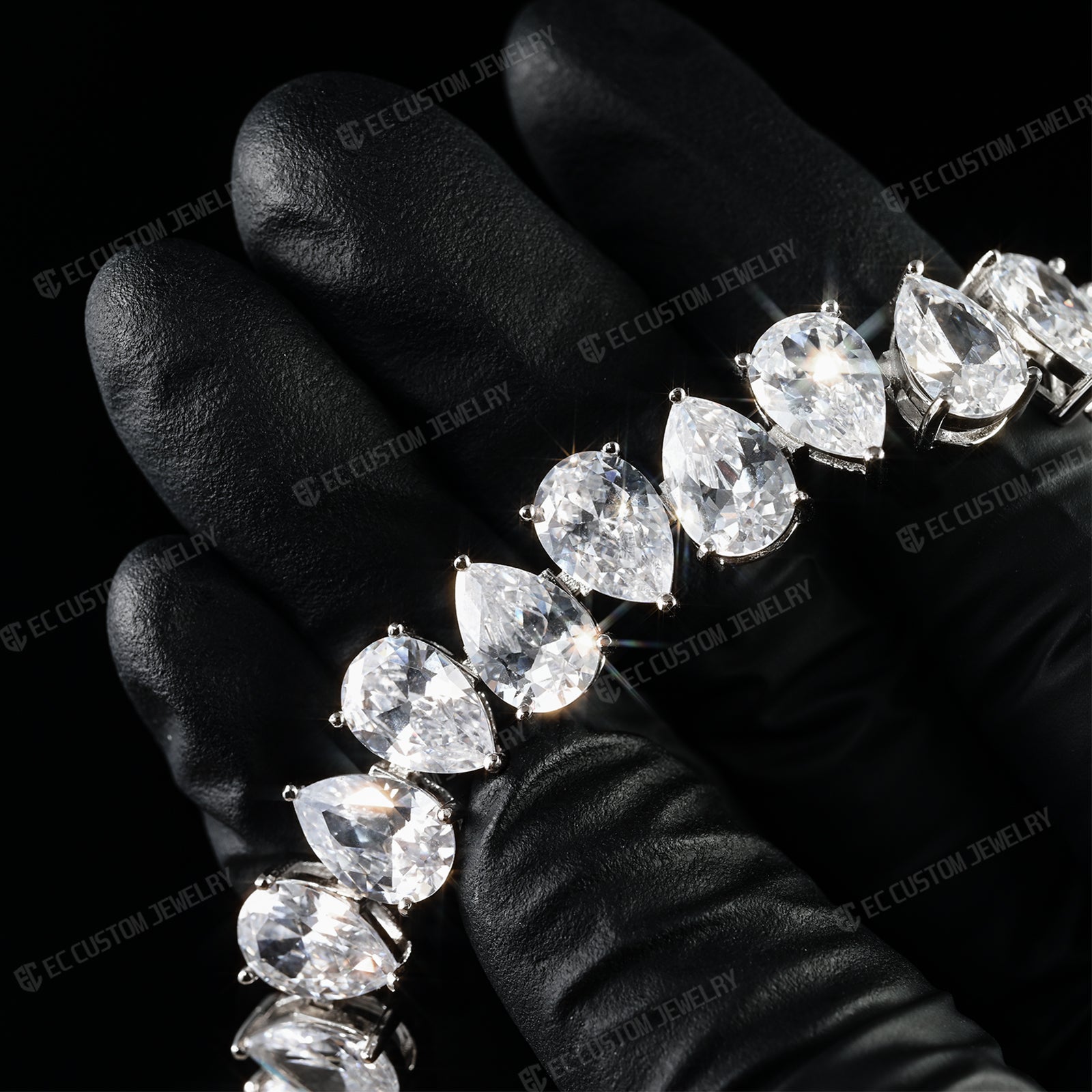 Sparkling Teardrop Chain Iced Out Diamond Bracelet Iced Out Hip Hop Bracelet EC Custom Jewelry 8