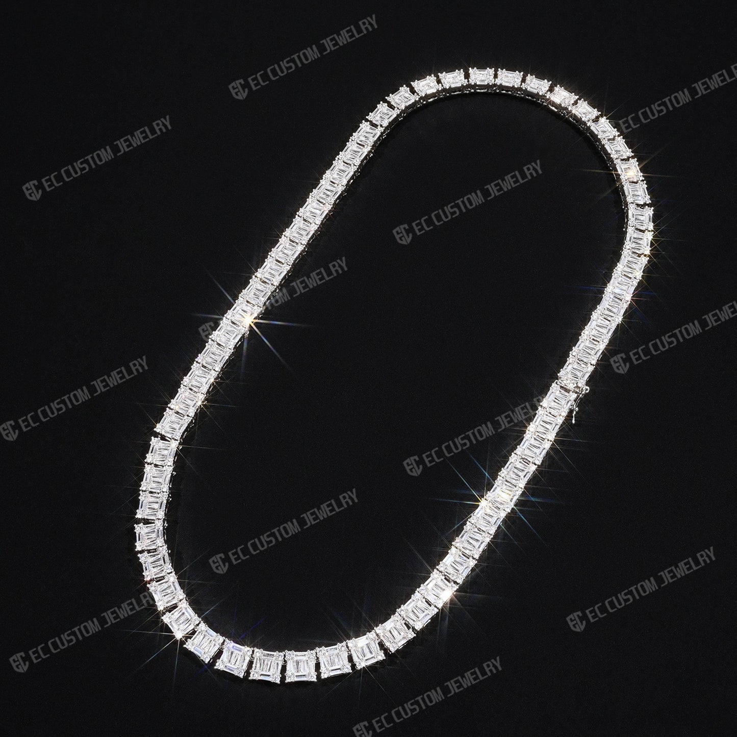8MM Tennis Baguette Diamond Chain VVS Iced Out Necklace