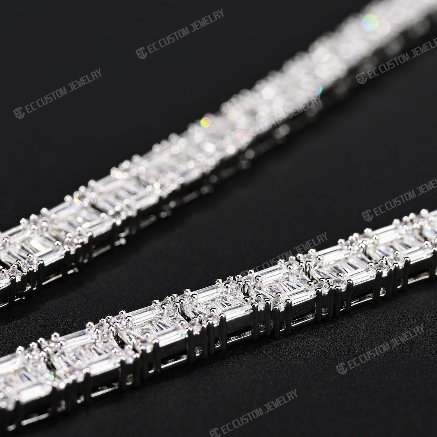 8MM Tennis Baguette Diamond Chain VVS Iced Out Necklace