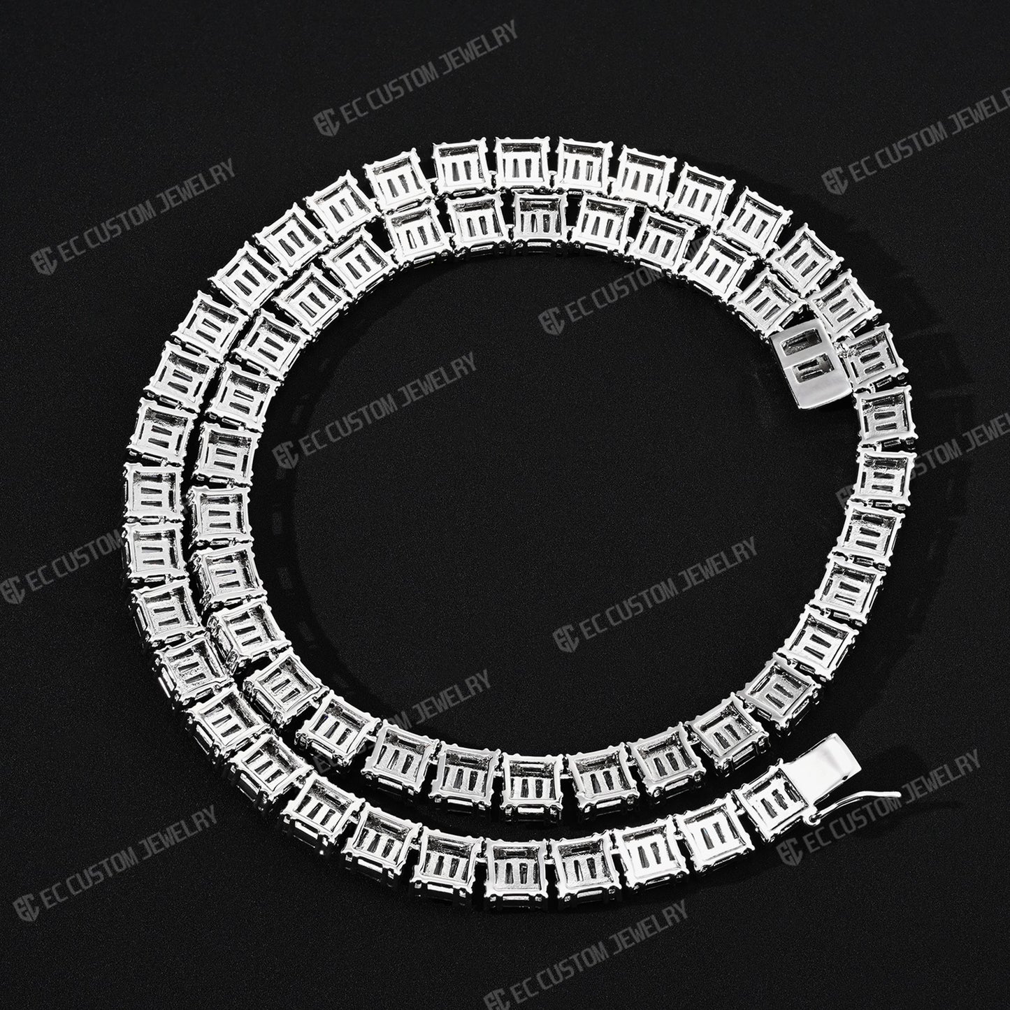 8MM Tennis Baguette Diamond Chain VVS Iced Out Necklace