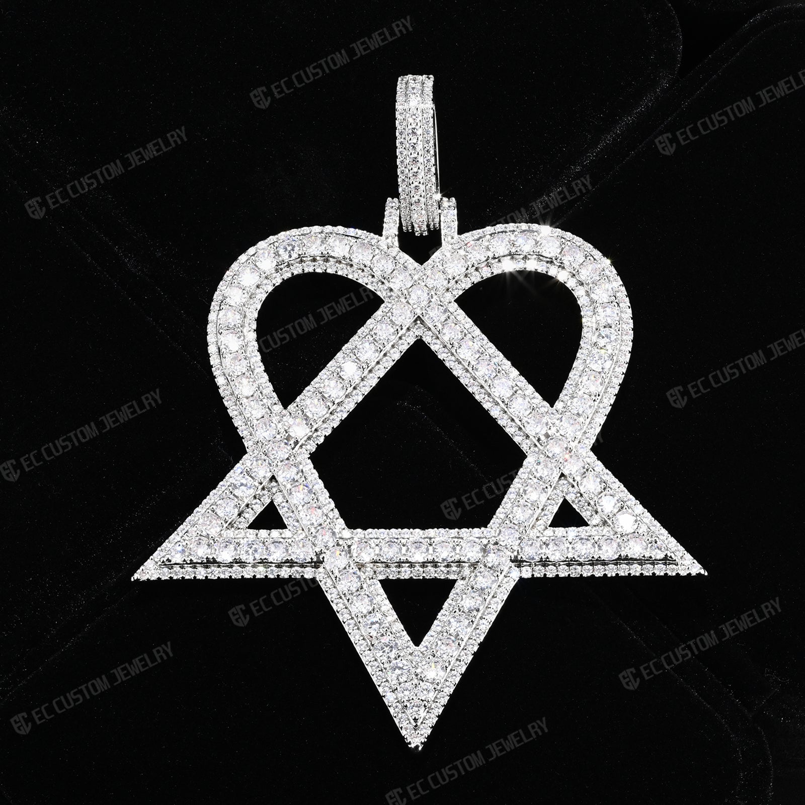 Ultimate Round Heart Pentagram Moissanite Pendant Hip Hop 9