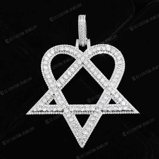 Ultimate Round Heart Pentagram Moissanite Pendant Hip Hop 9