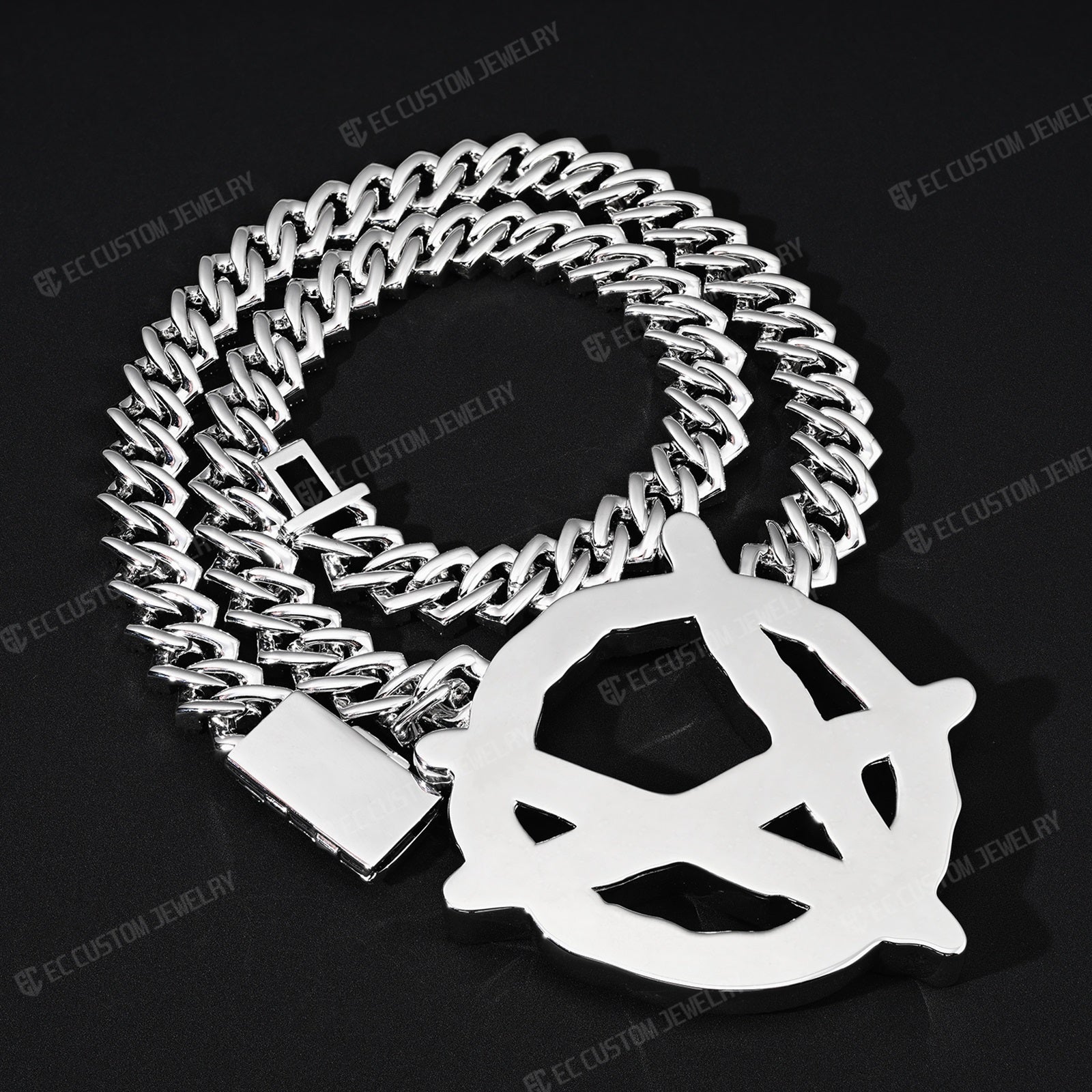 Upside Down Anarchy Logo Chain iced out anarchy necklace hip hop bling jewelry 3