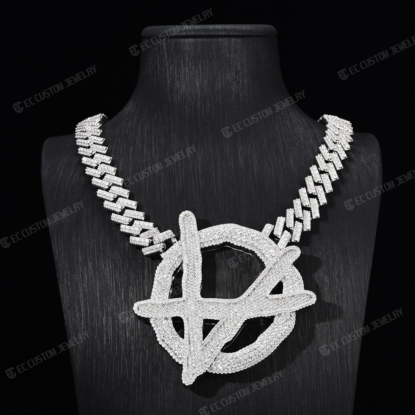 Upside Down Anarchy Logo Chain iced out anarchy necklace hip hop bling jewelry 6