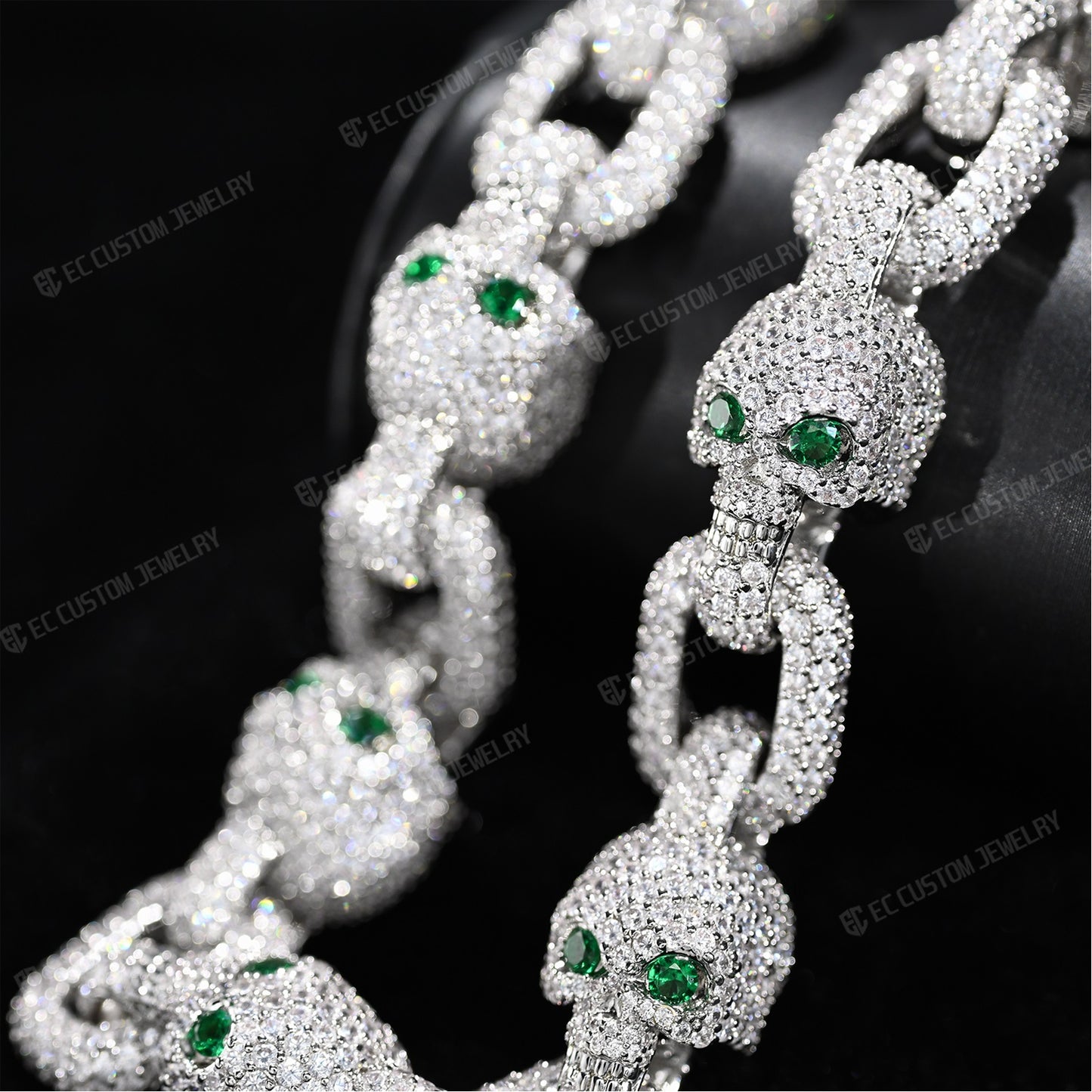 Yeat Style skull Chain Skeleton Chain Necklace Iced Out-S925 Silver 4