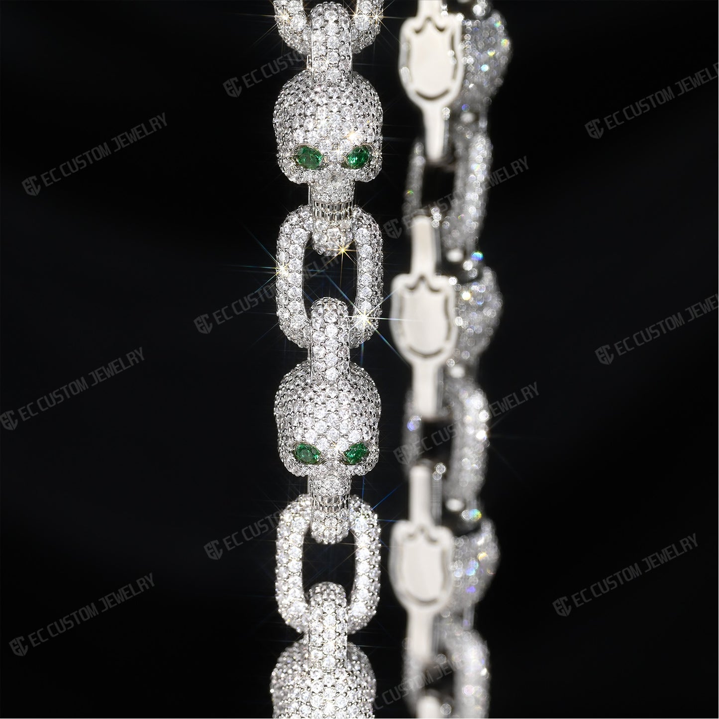 Yeat Style skull Chain Skeleton Chain Necklace Iced Out-S925 Silver 6