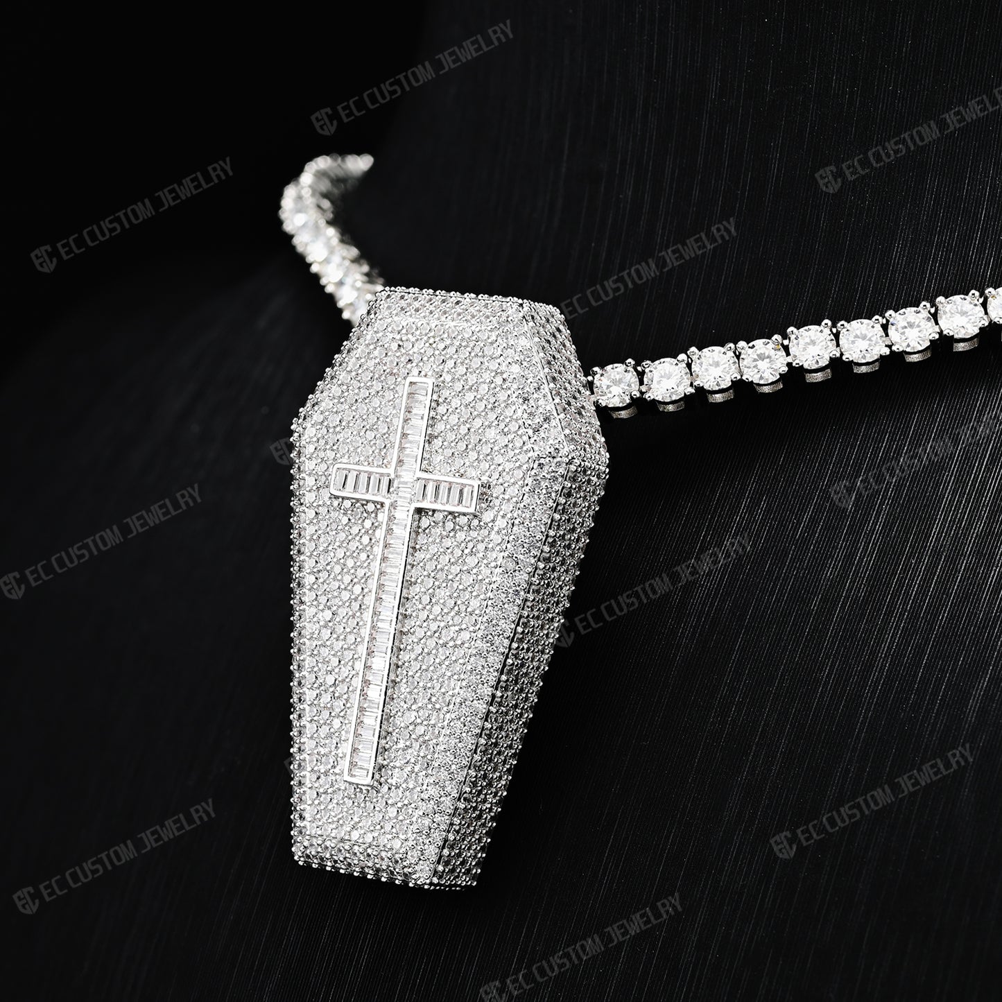 iced out Exquisite Diamond Coffin Cross upside down uprignt changable Pendant Hip hop ec custom jewelry 1
