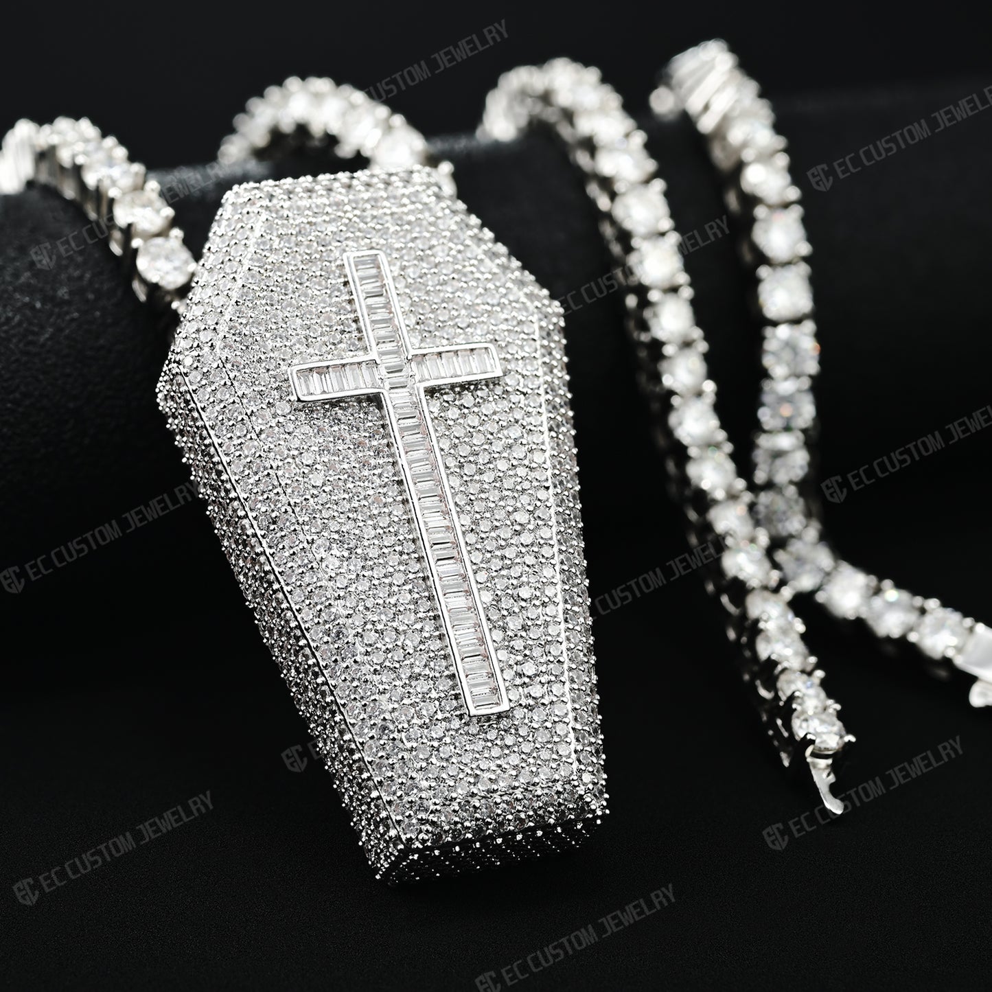 iced out Exquisite Diamond Coffin Cross upside down uprignt changable Pendant Hip hop ec custom jewelry 6