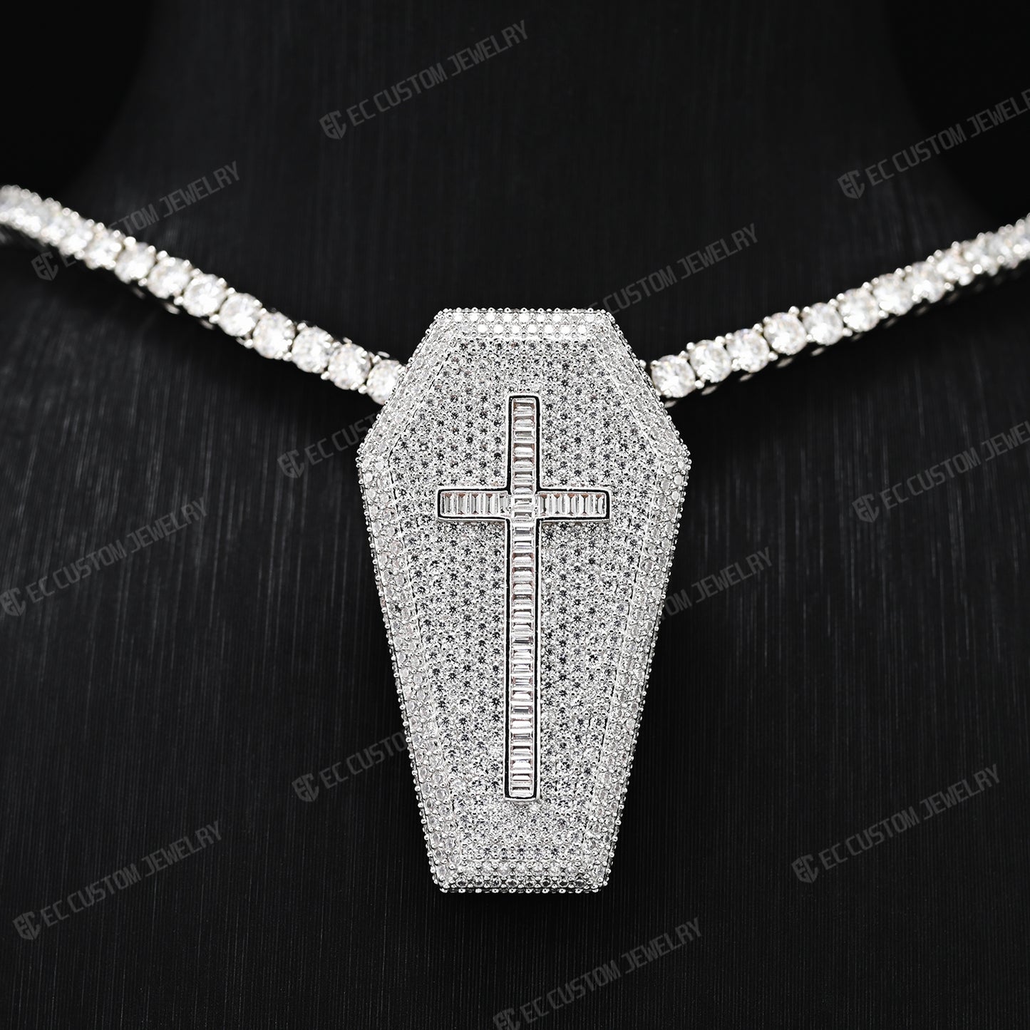 iced out Exquisite Diamond Coffin Cross upside down uprignt changable Pendant Hip hop ec custom jewelry 7
