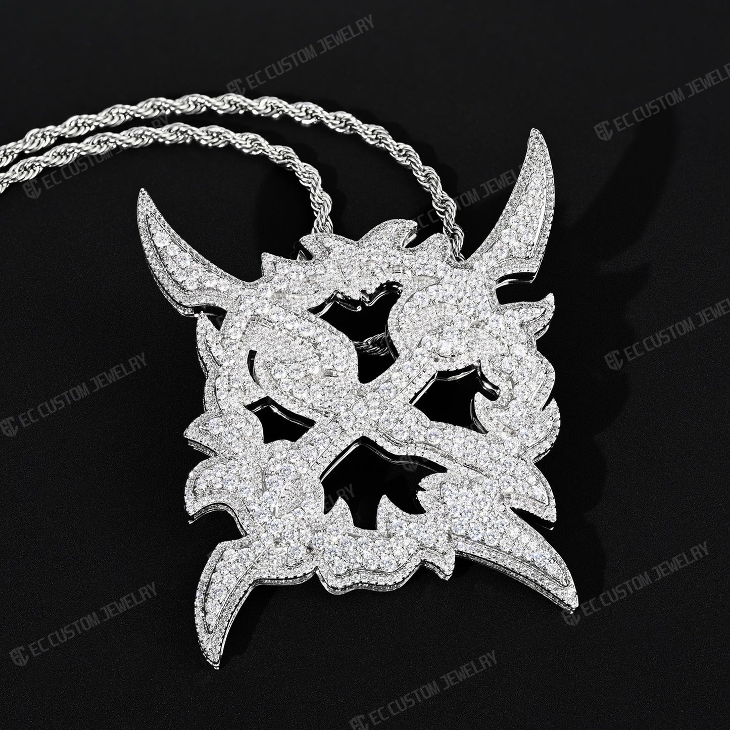 Dazzling Iced Out X Pendant Standard Size