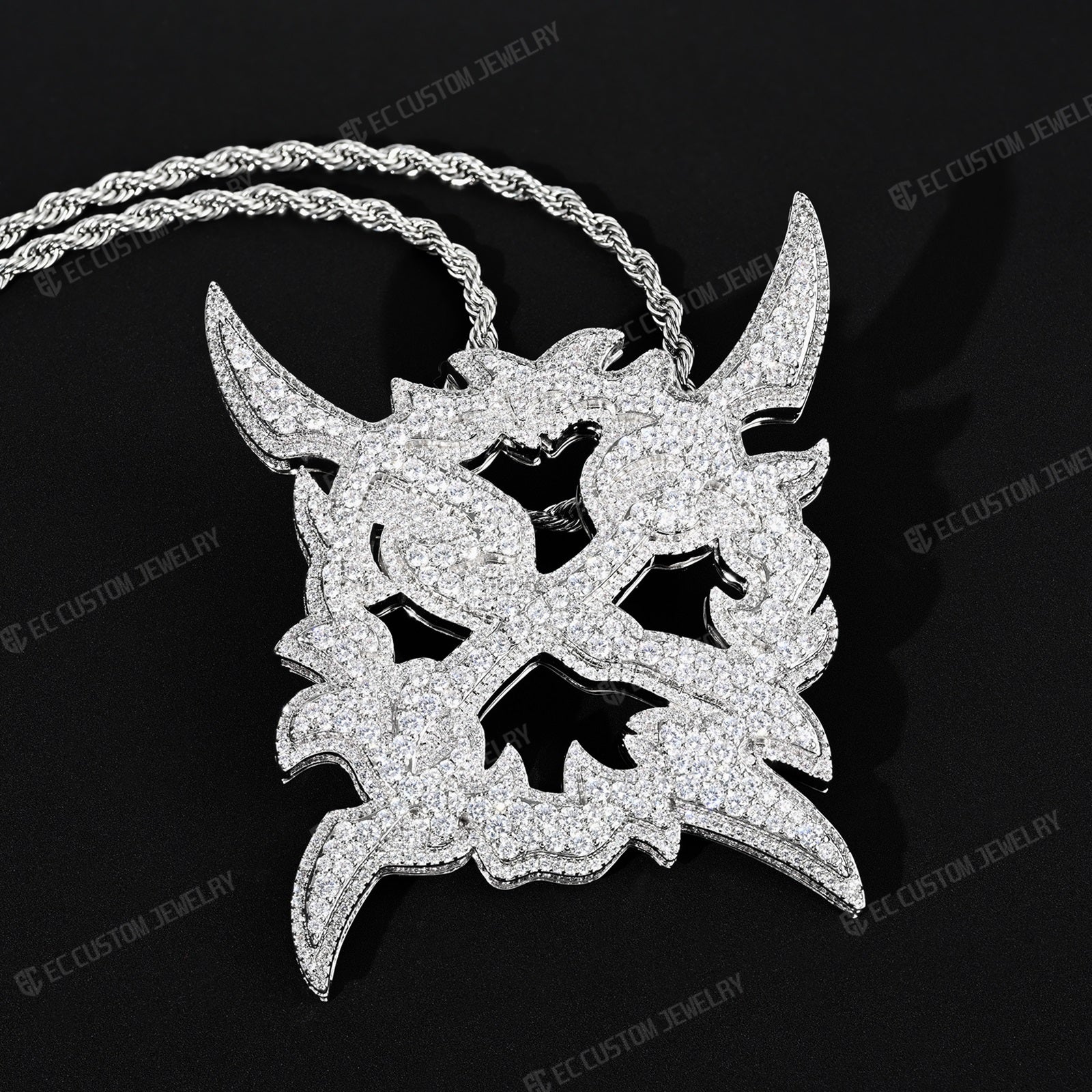 iced out x pendant ken carson jewelry S925 sterling silver opium gang