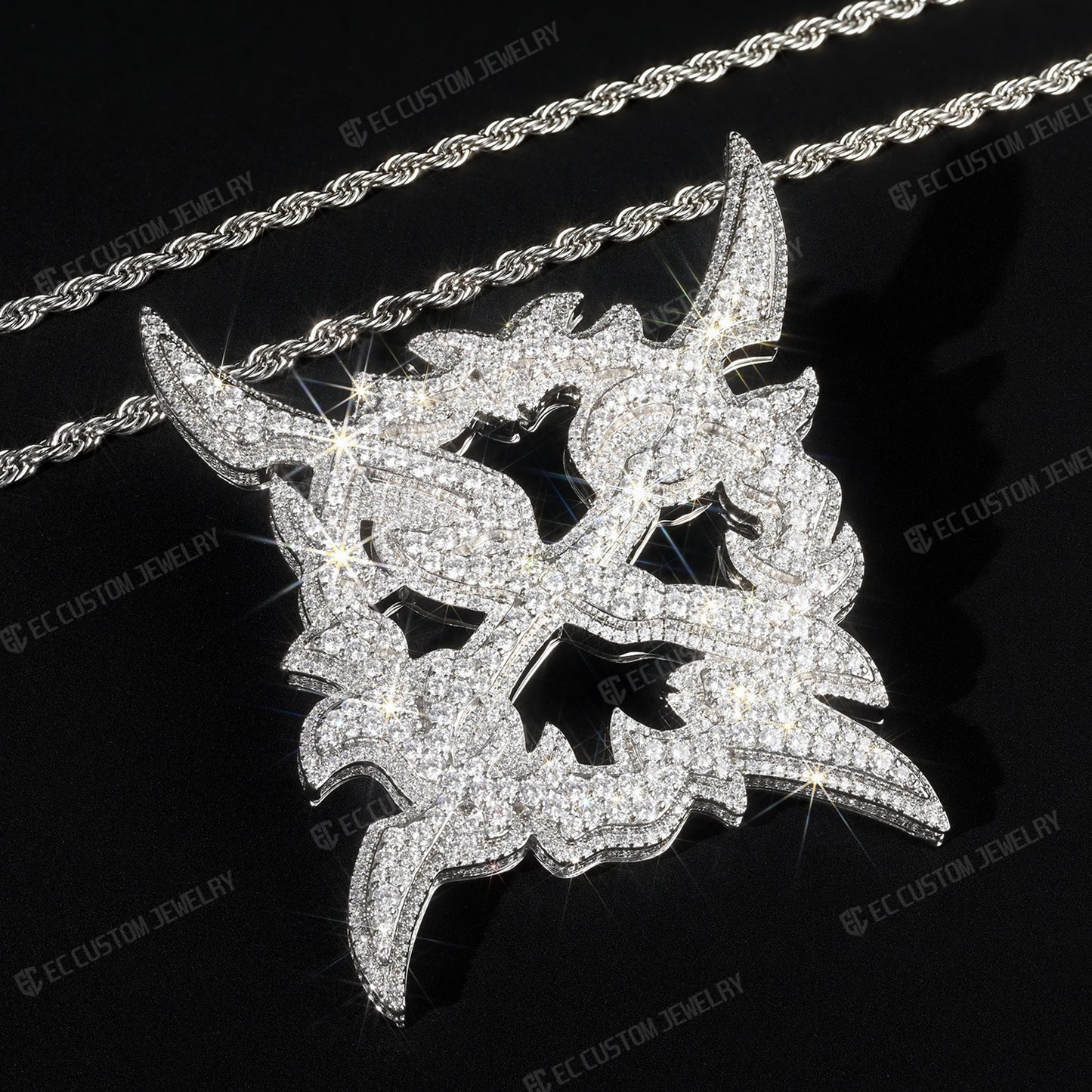 Dazzling Iced Out X Pendant Standard Size